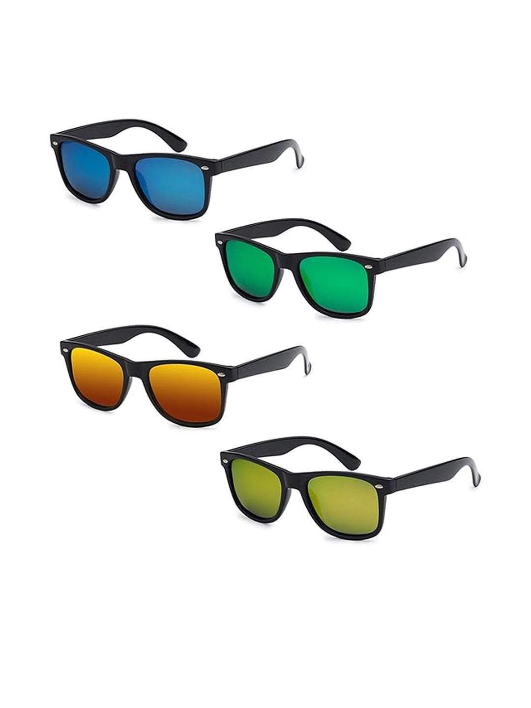 Arzonai Pack of 4 Rectangle Sunglasses with UV Protected Lens