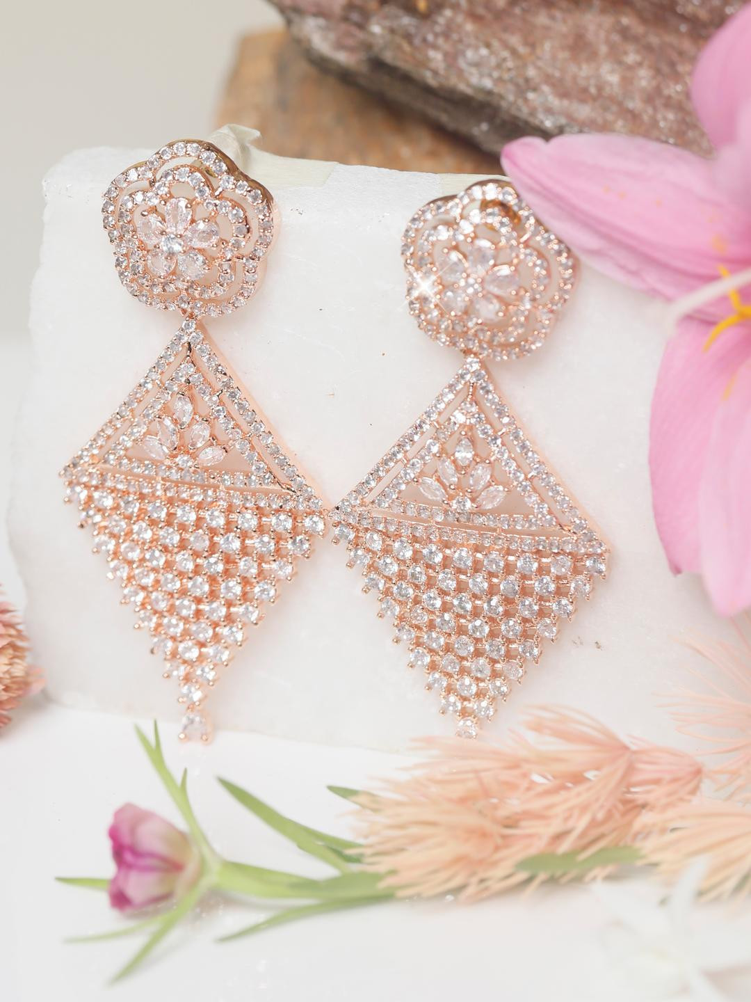Manuvi Jewels Women Rose Gold Earrings