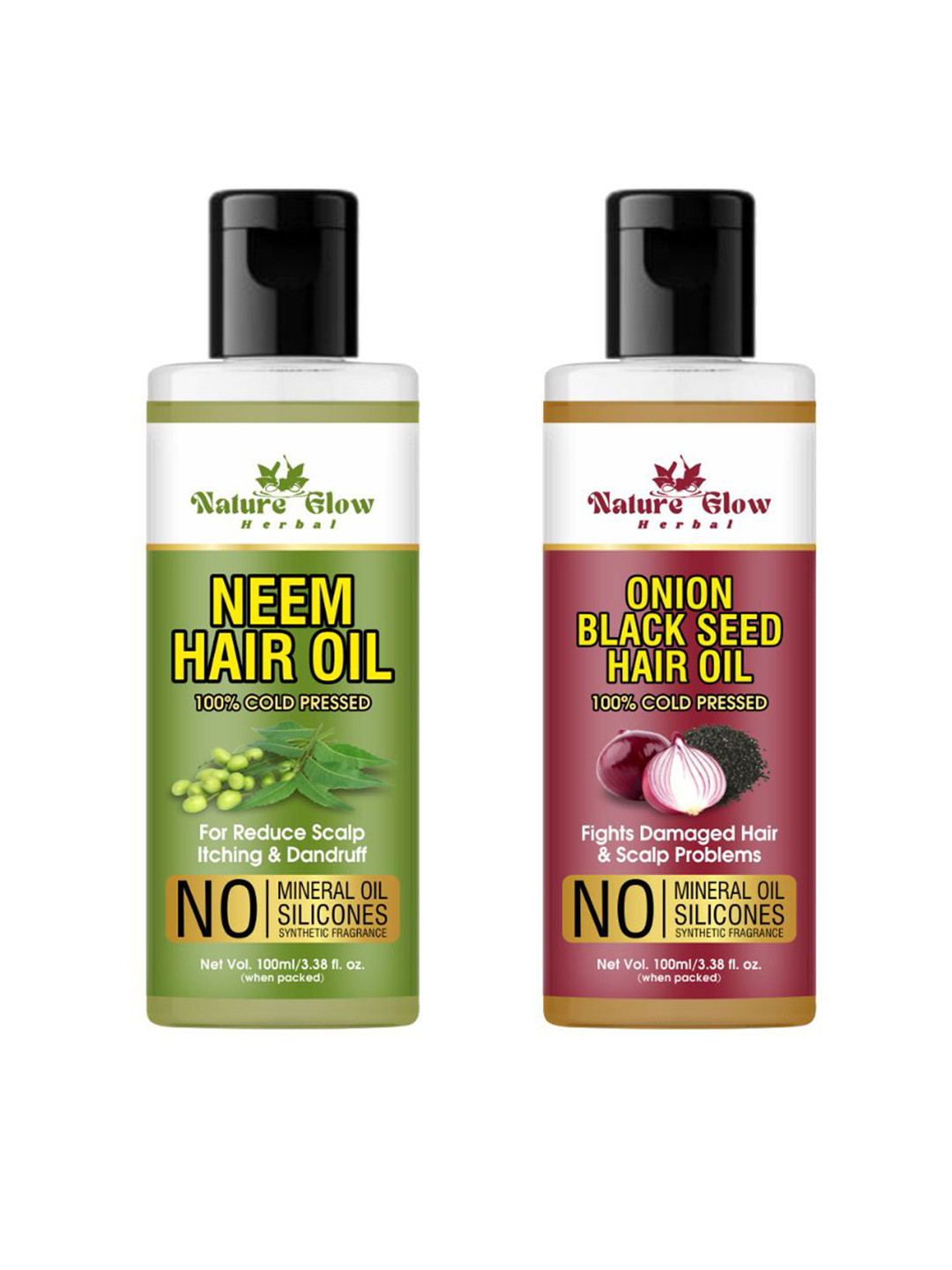 Nature Glow Herbal Set Of 2 Neem & Onion Black Seed Hair Oil - 100 ml Each