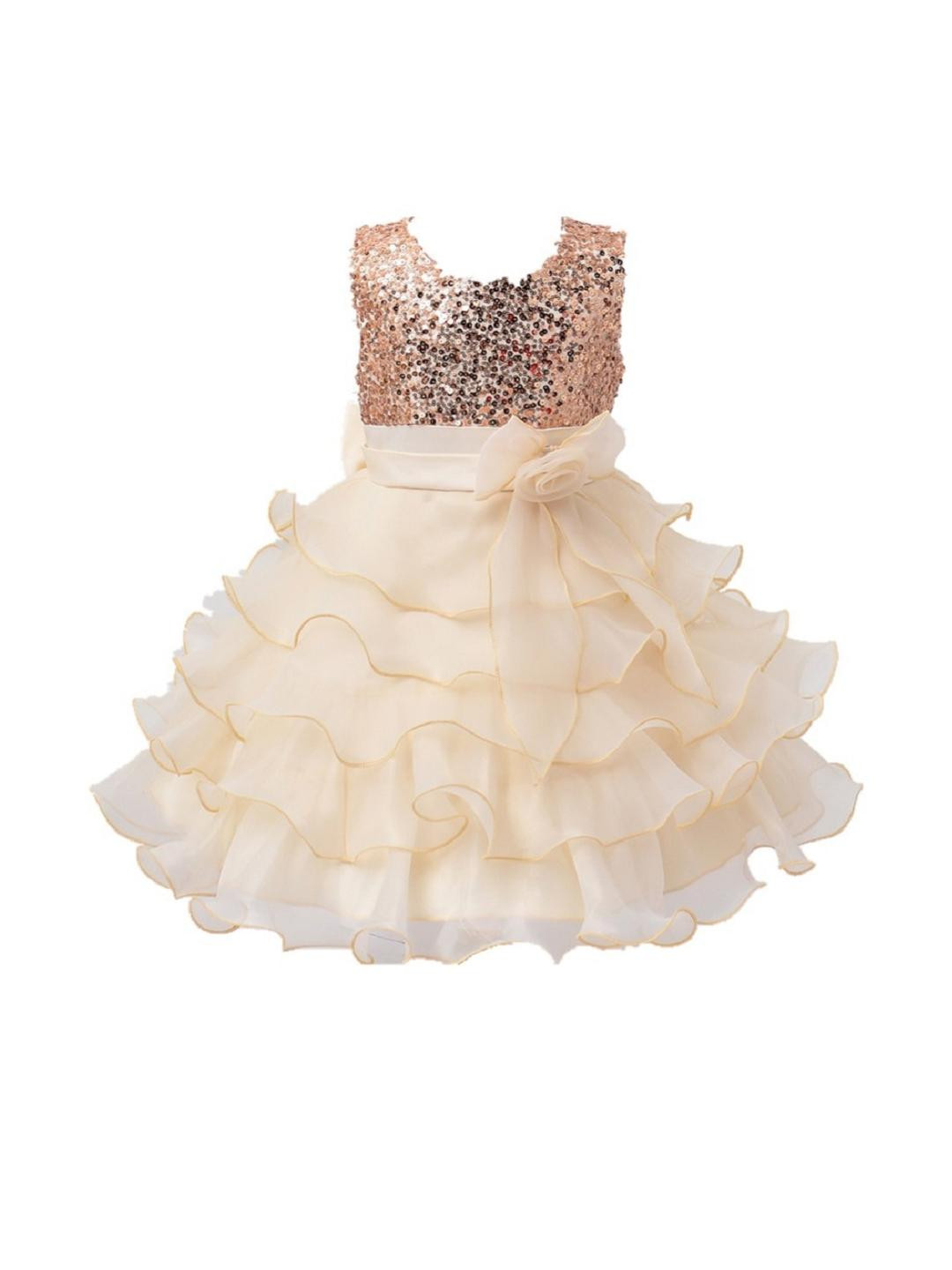 Shahina Fashion Girls Sequin Net Knee Length Party Dresses