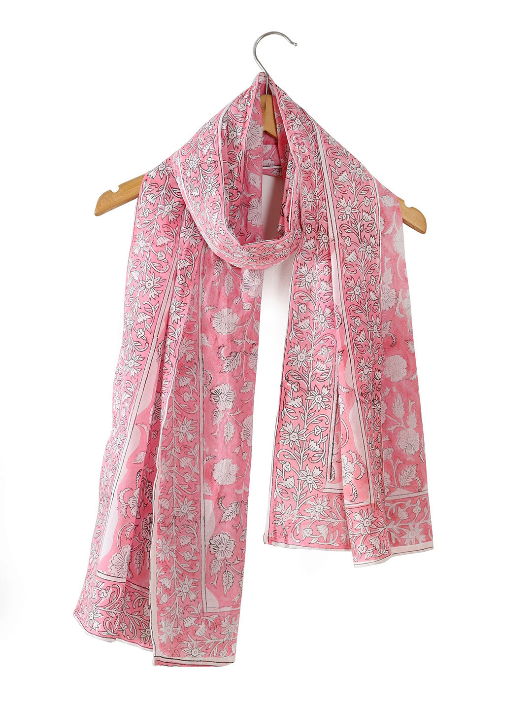Ravaiyaa Hand Block Flower Printed Cotton Scarf