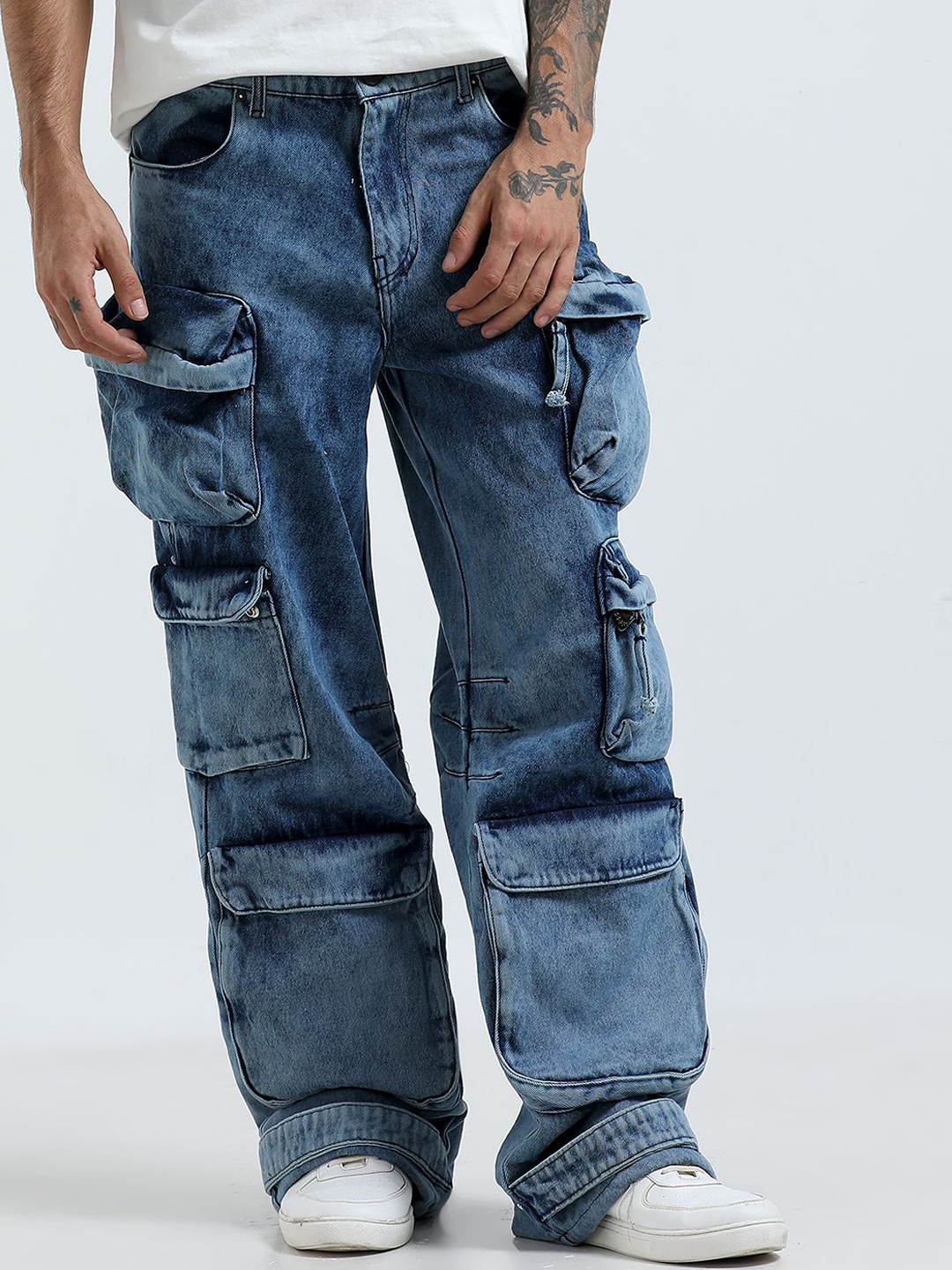 Espanshe Kola Men Baggy 10 Pocket Cargo Jeans Jeans