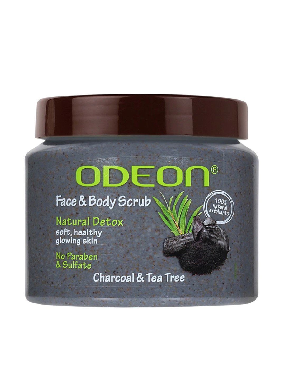 ODEON Detoxing Charcoal & Tea Tree Face And Body Scrub- 300 ml