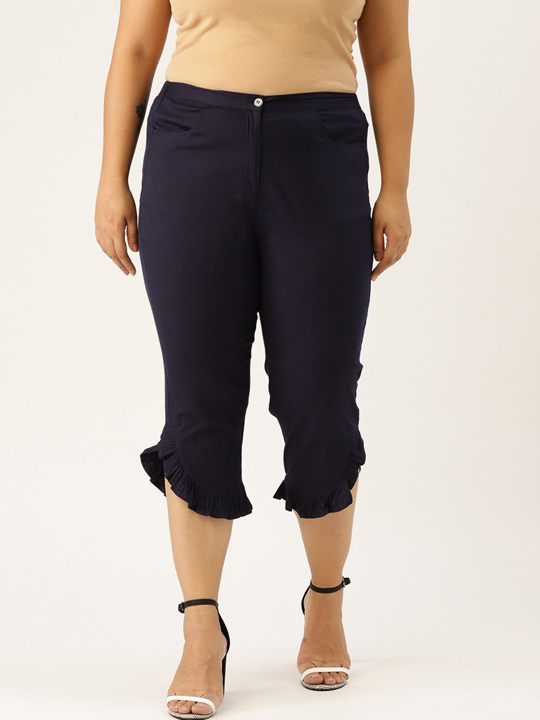 theRebelinme Women Olid High-Rise Regular Fit Capris