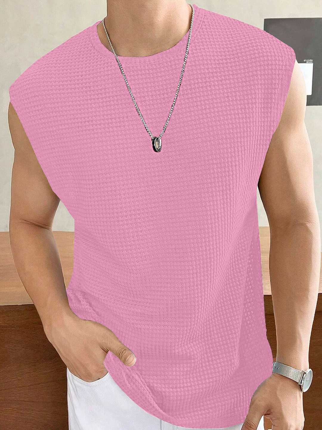 KAJARU Round Neck Tank Vest VESTCNTRS-4100-ONIONPINK-M