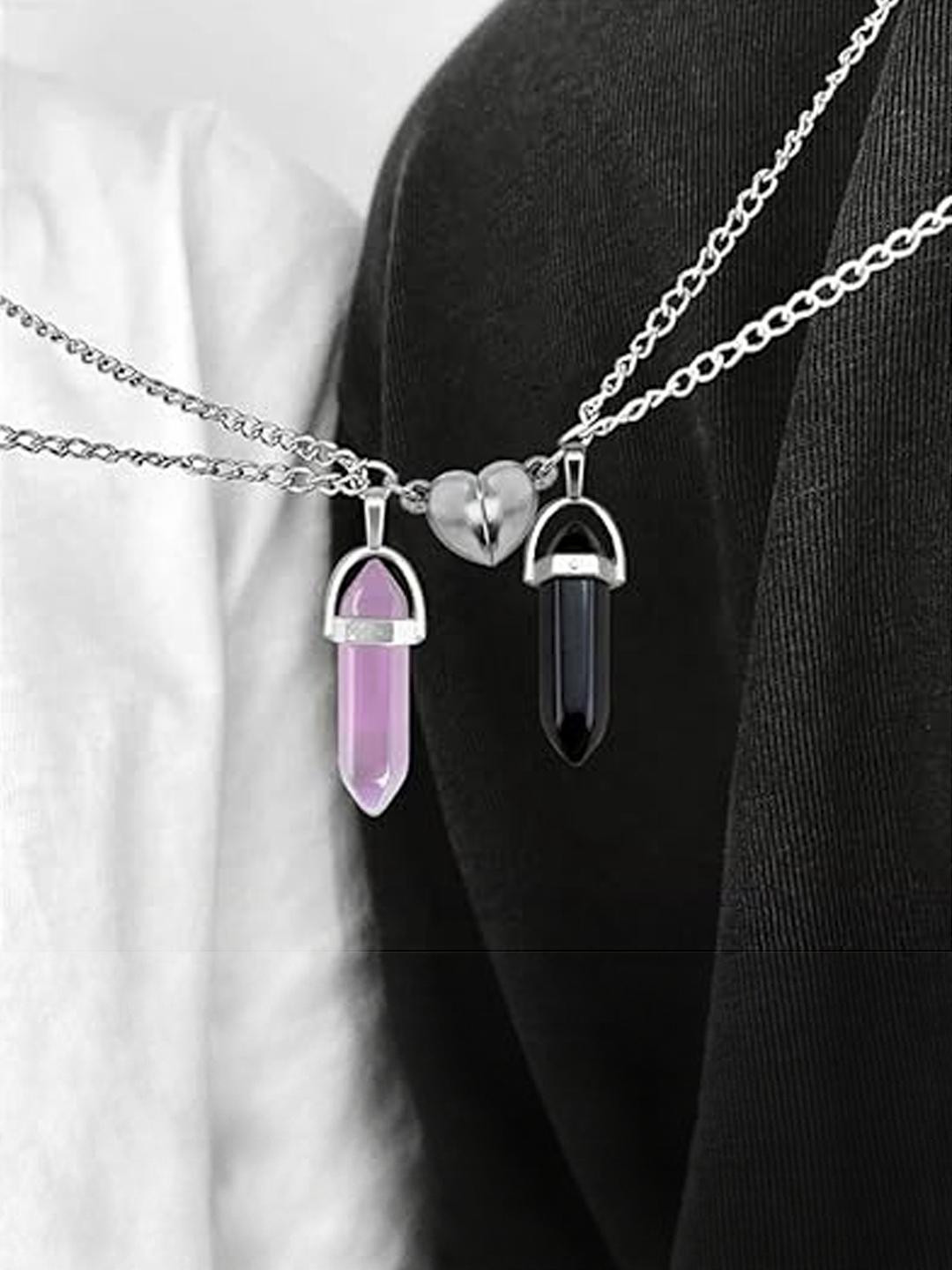 19TH JULY JEWELS Unisex Couples Heart Magnet Chain