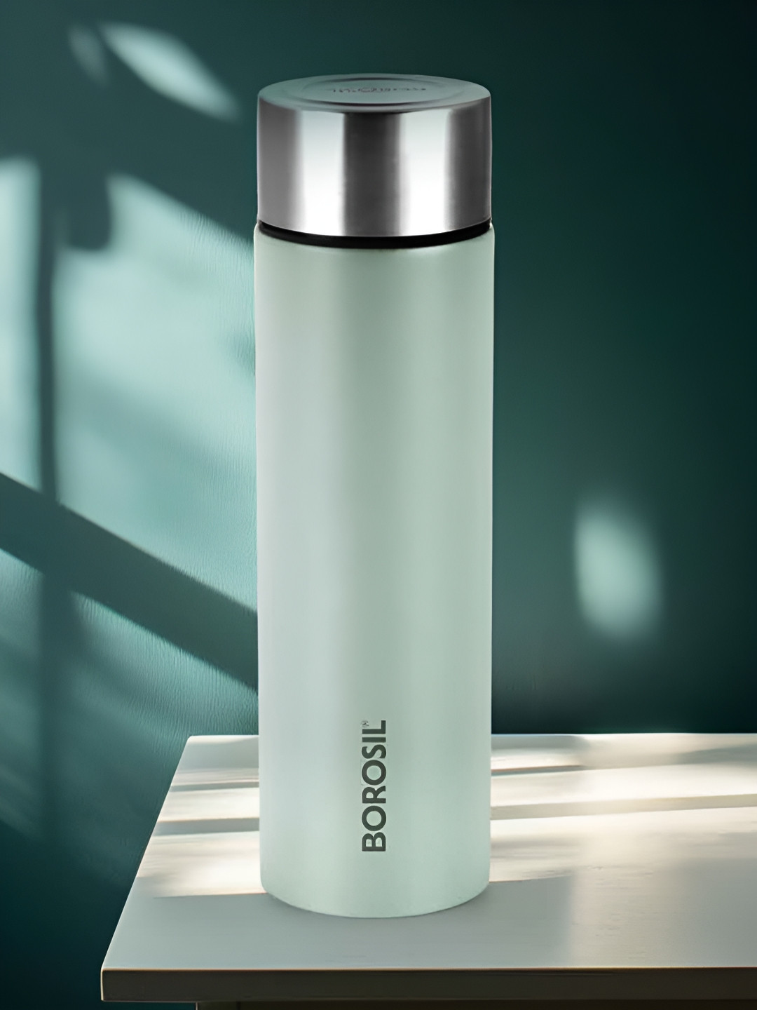 BOROSIL Sea Green Typography Printed Coolsip Mint Stainless Steel Water Bottle 1000ml