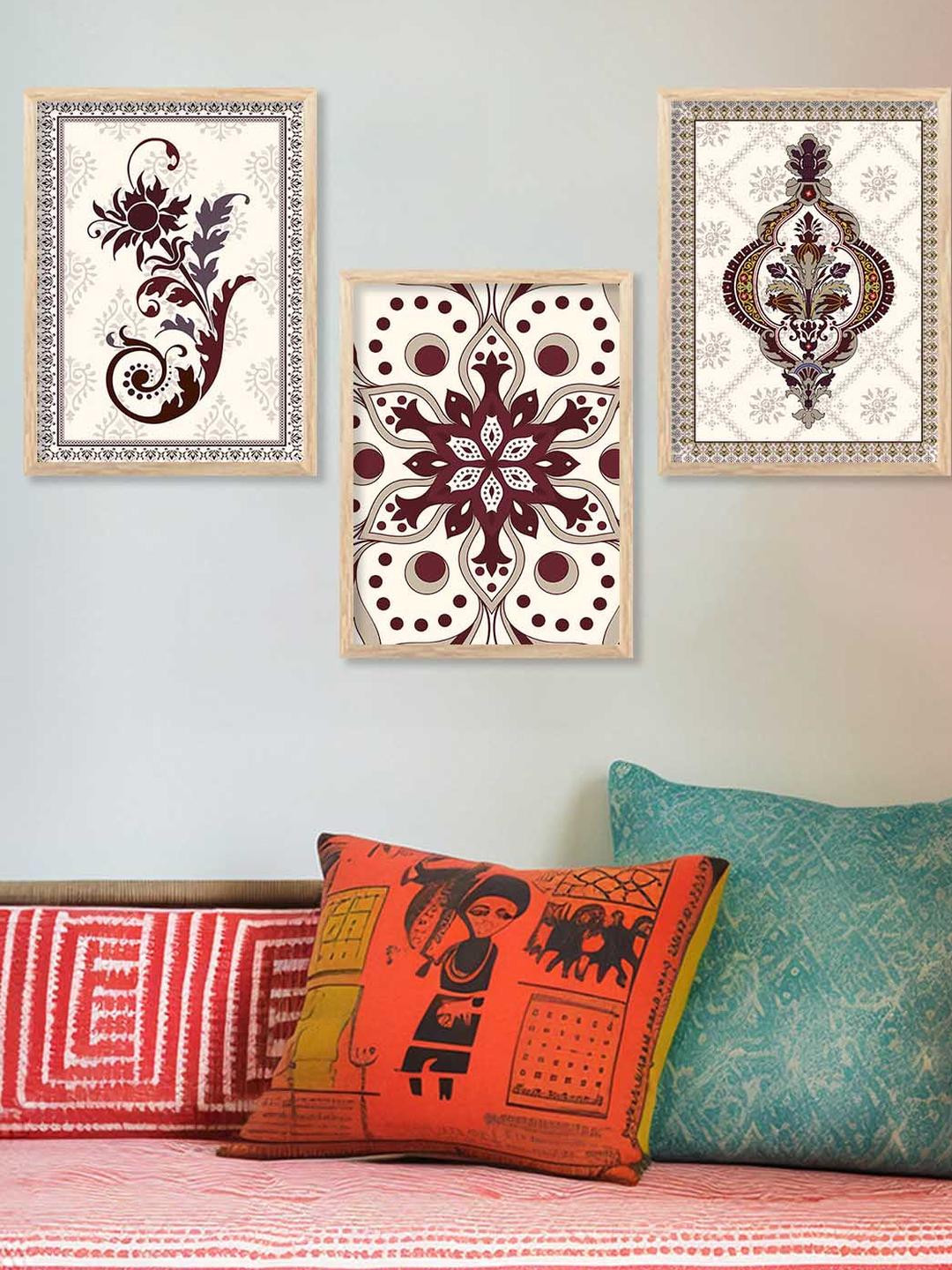 WALLLANE Brown & White Wood Frame Wall Painting