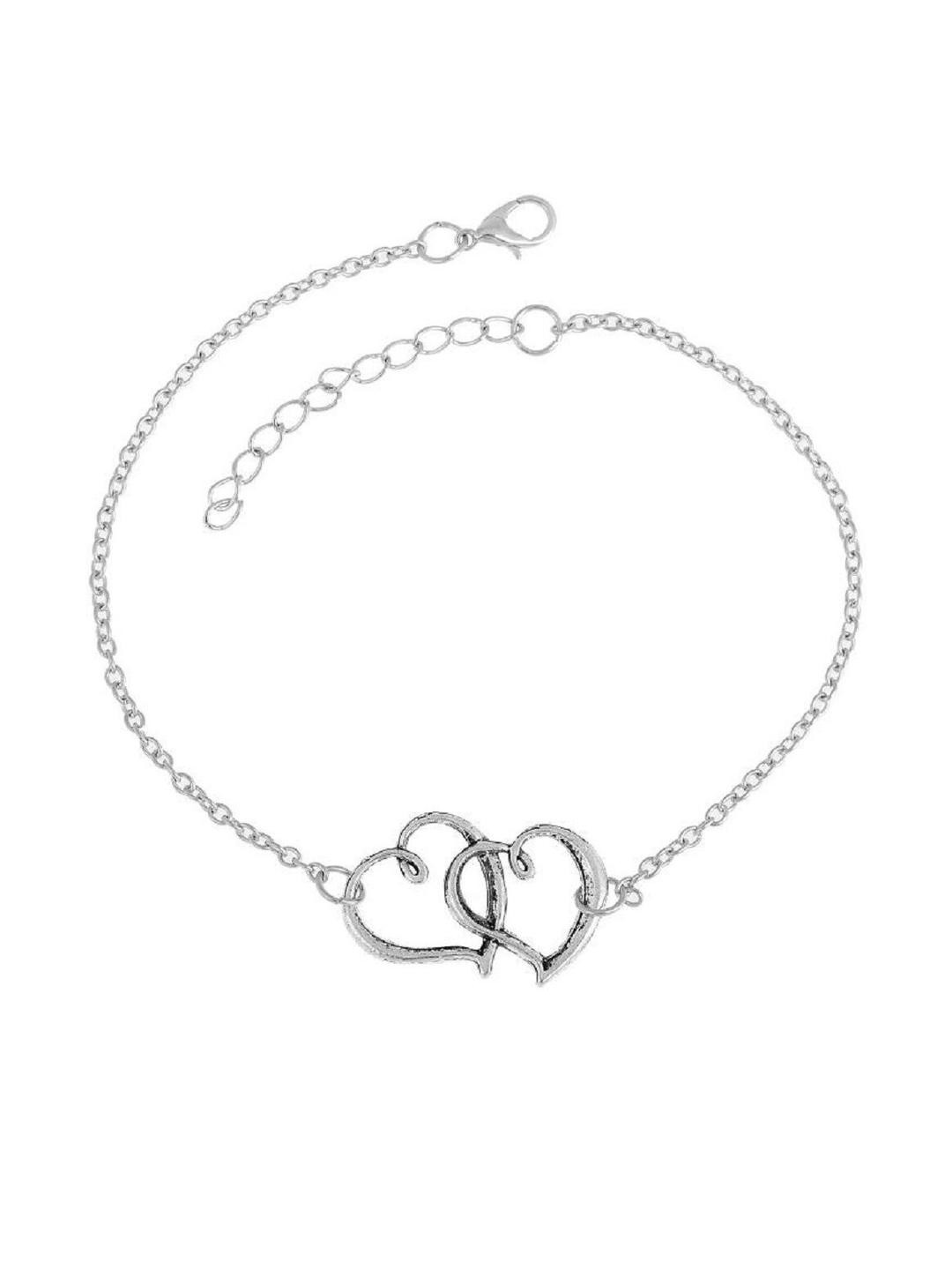 CHARMS Alloy Silver-Plated Heart Anklet