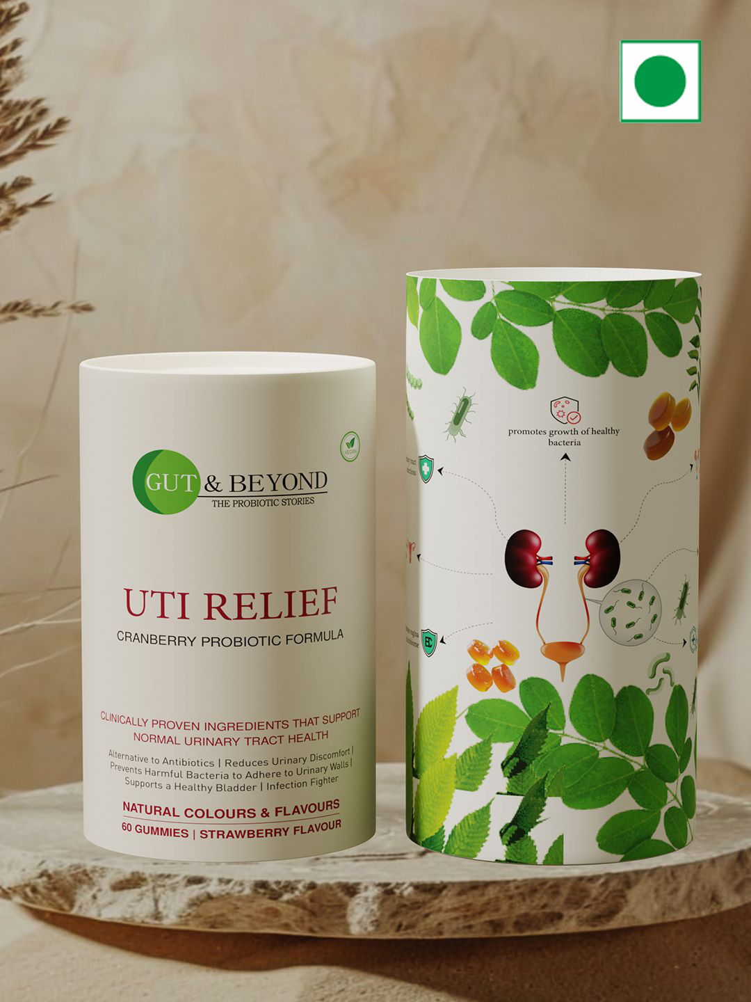 GUT & BEYOND UTI Gummies- 60 gummies- Strawberry Flavour