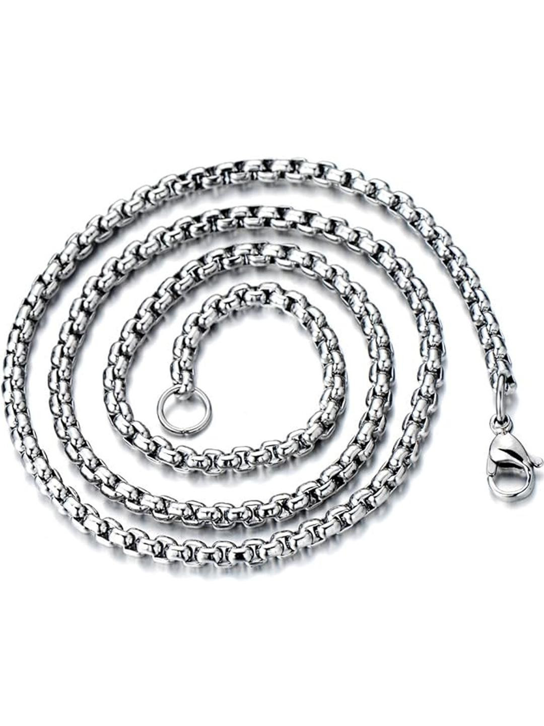 19TH JULY JEWELS Unisex Silver-Plated Stainless steel Rope Chain