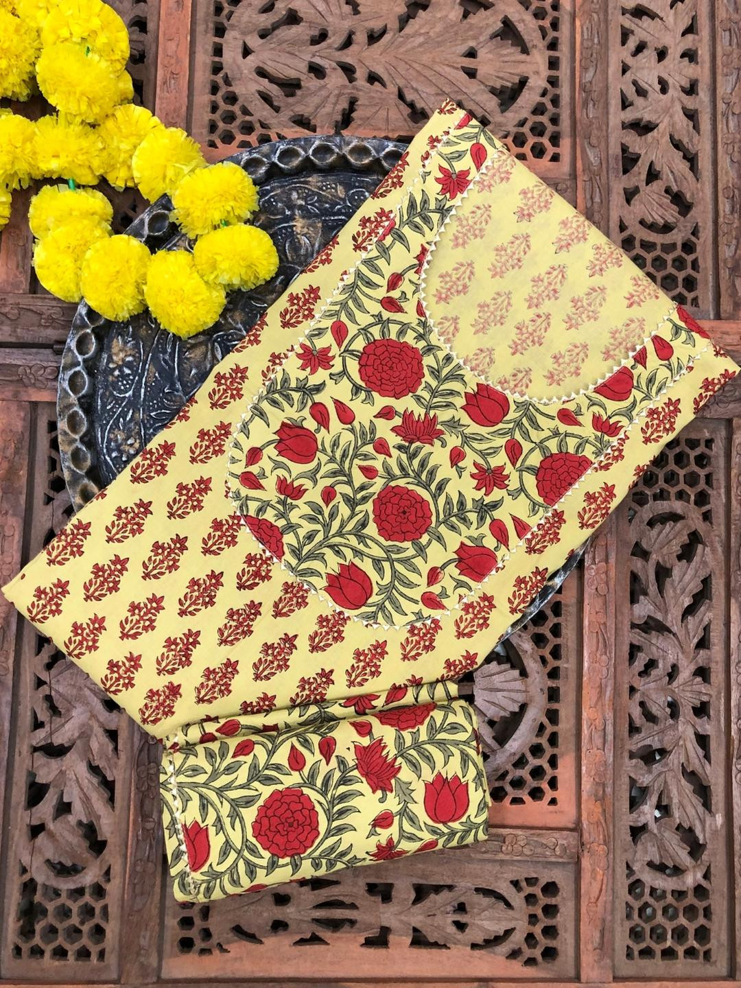 PALASH Floral Printed Cotton Dress Material