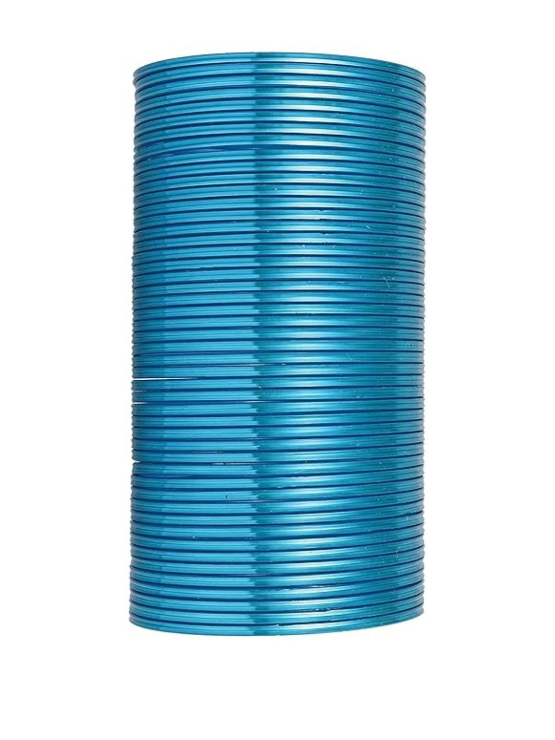 Guddan Set of 48 Sky Blue Glossy Metal Bangles