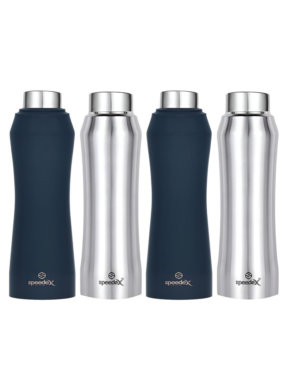 Speedex Blue & Steel 4 Pieces Stainless Steel Water Bottle - 1000 ml Each