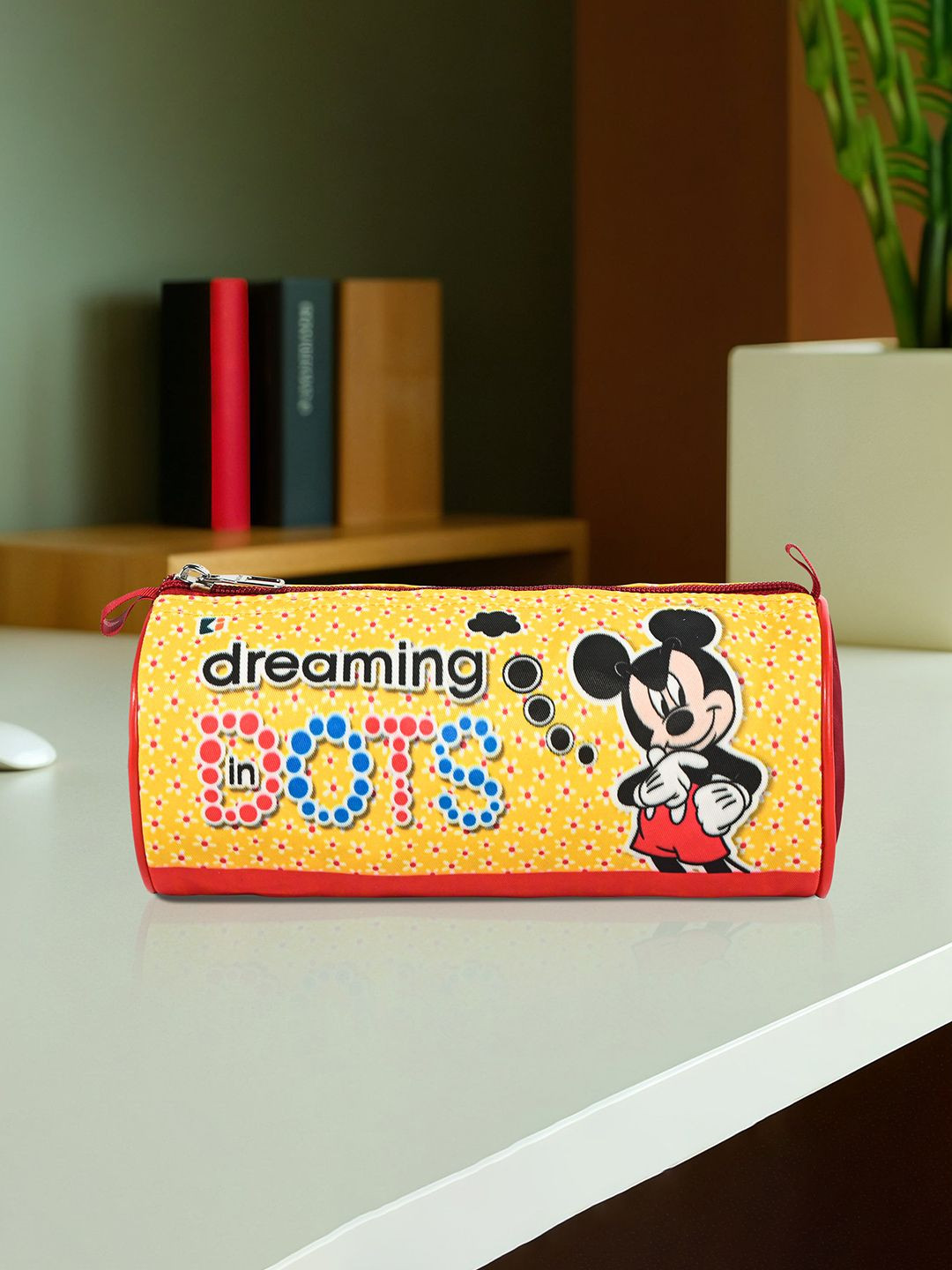Kuber Industries Kids Dots Mickey Printed Large Pen Pencil Pouch
