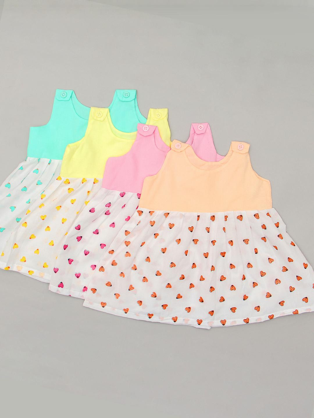 Hexacraft Baby Multi colour Gift Set combo pack of 4 Printed A-Line Dress