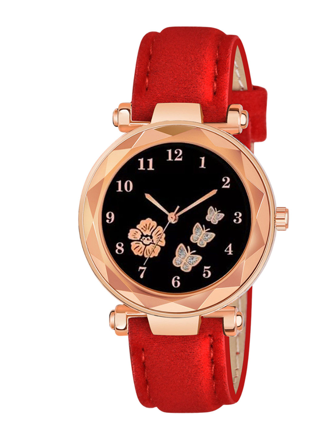CERO Women Printed Dial & Leather Straps Analogue Multi Function Watch FBF223-Red