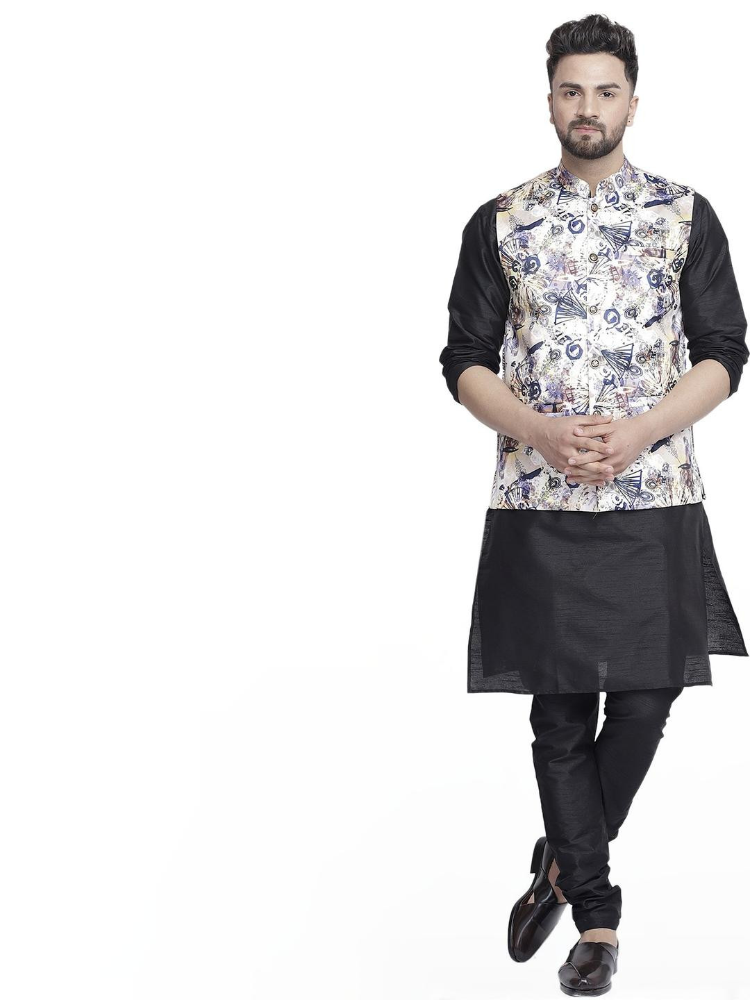 B BEN Men Pure Silk Kurta Pyjama Set with Jacket