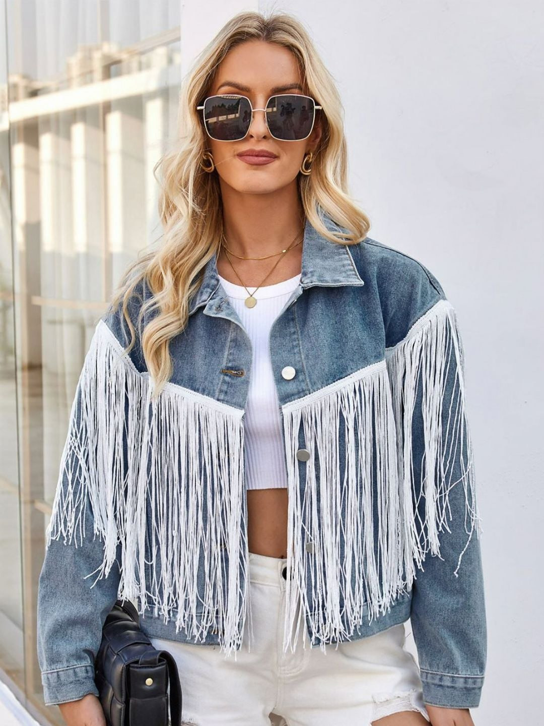 Oh Rare Spread Collar Drop-Shoulder Sleeves Denim Jackets