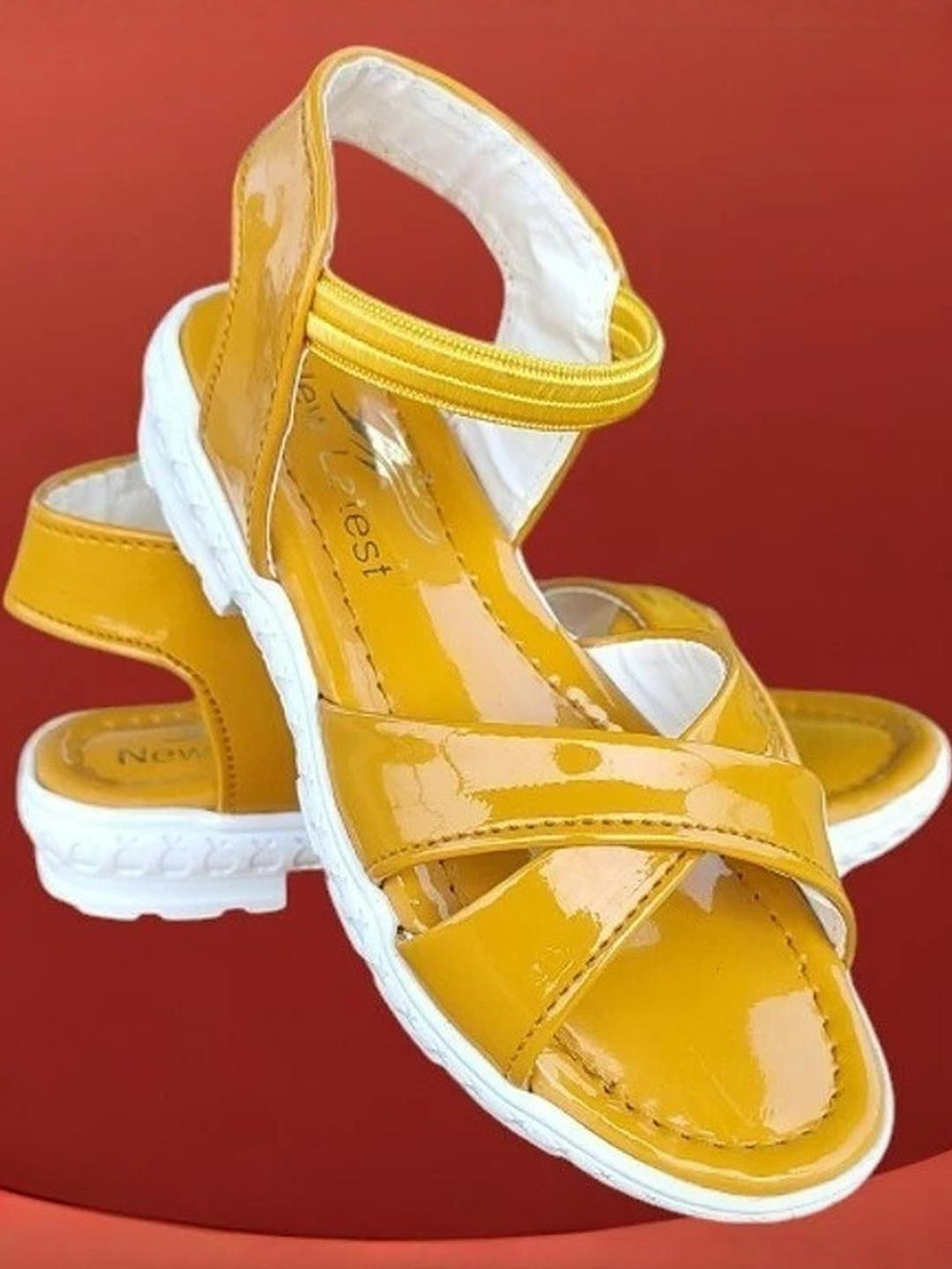 NEW LATEST Girls Yellow Slip-On Open-Toe Sandals