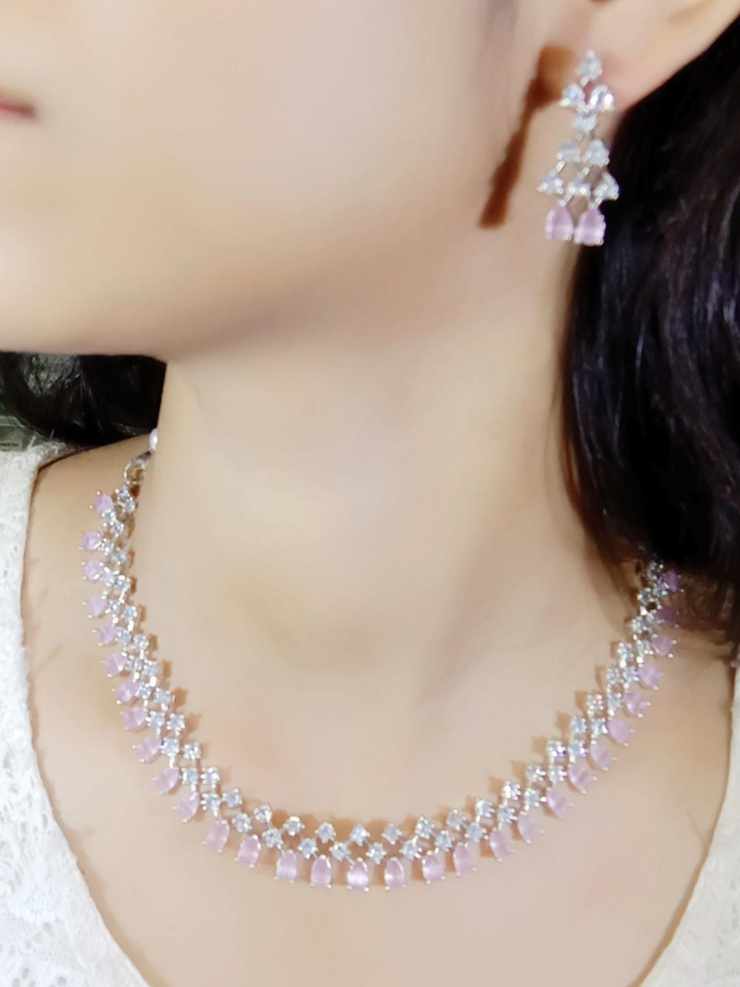 KRISHIKA JWELLERY Pink Brass Jewellery Set