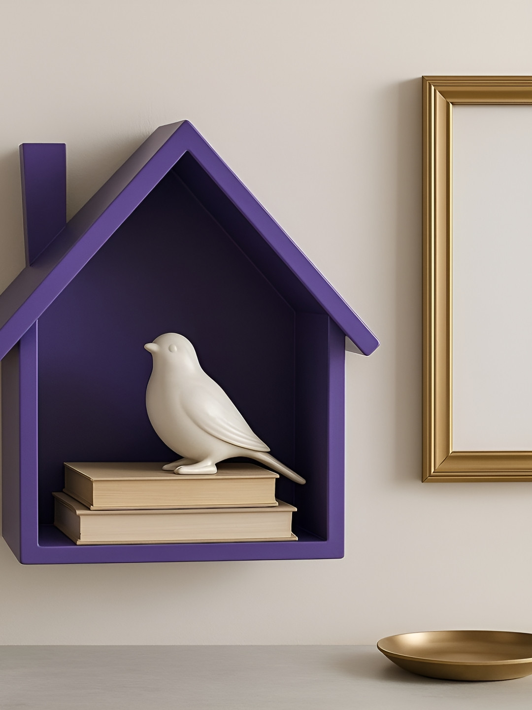 GLOBALLY INDIAN Shelf, Accent Wood Matte Hanging Hall Decorative Bird Cage-3.9In