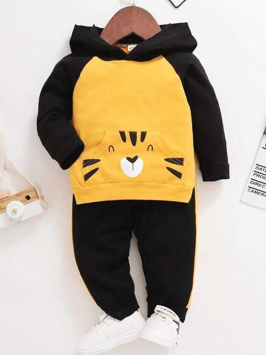 Dhairya Traders Unisex Yellow And Black Tiger Print kids Clothing Set