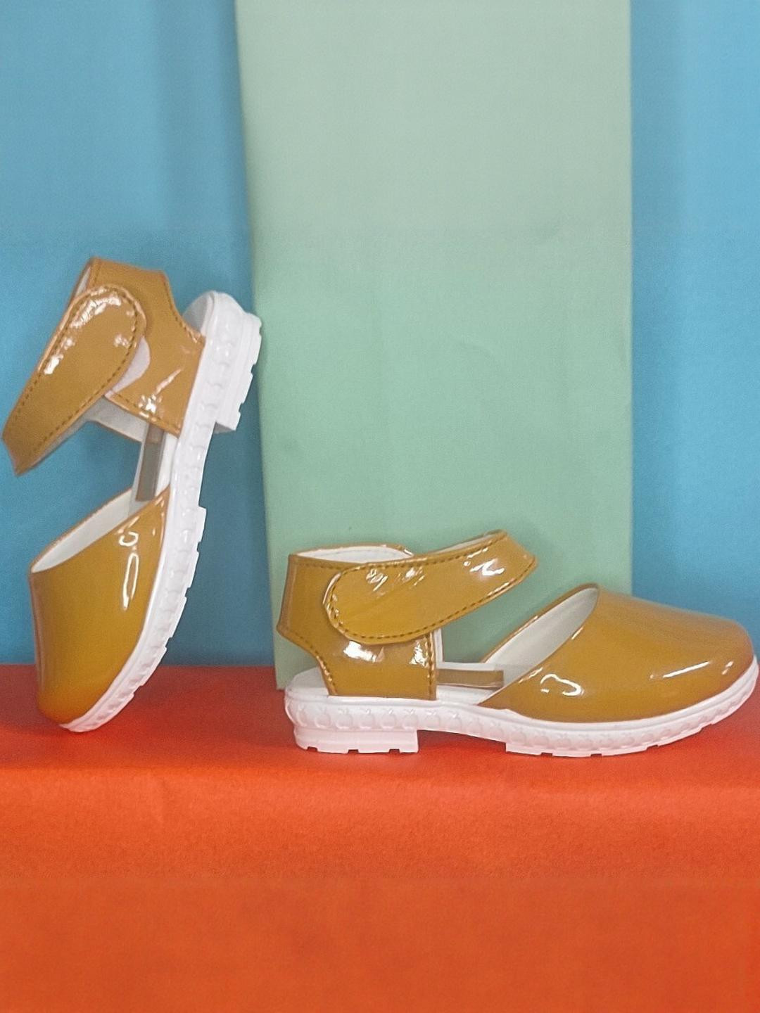 NEW LATEST Girls Yellow Leather Velcro Shoe-Style Sandals