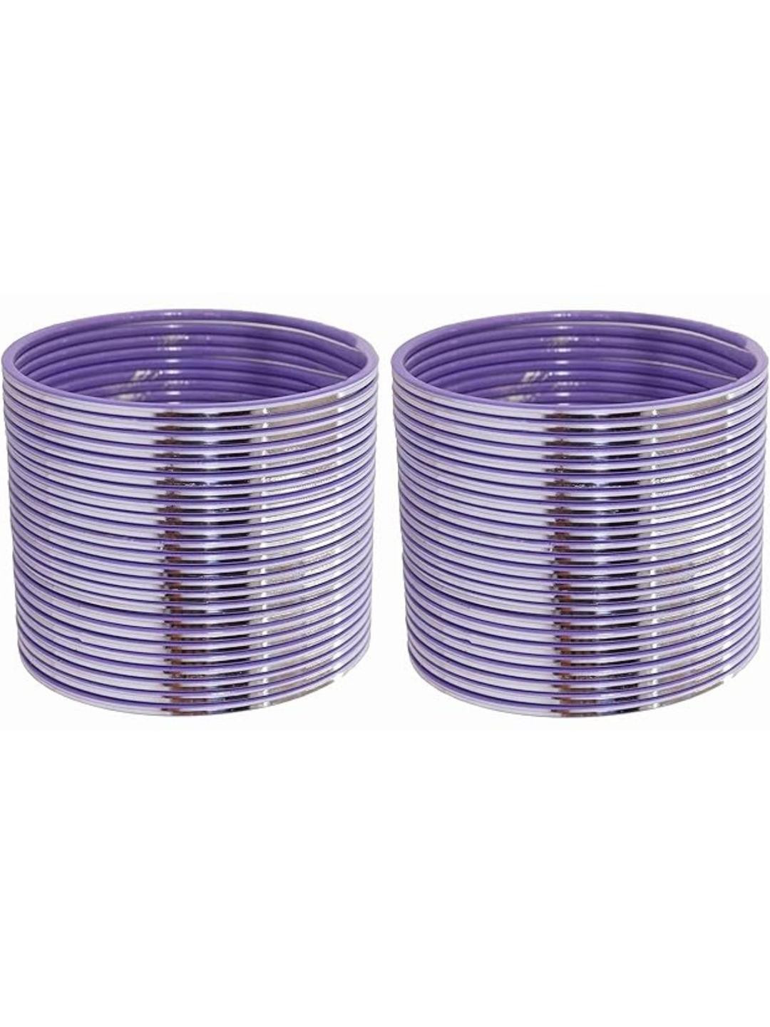 Guddan Set of 48 Purple Glossy Metal Bangles
