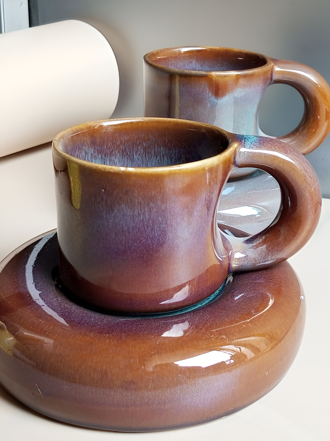 Lupaava Brown Set Of 2 Solid Tea Set Capacity 250ml Each