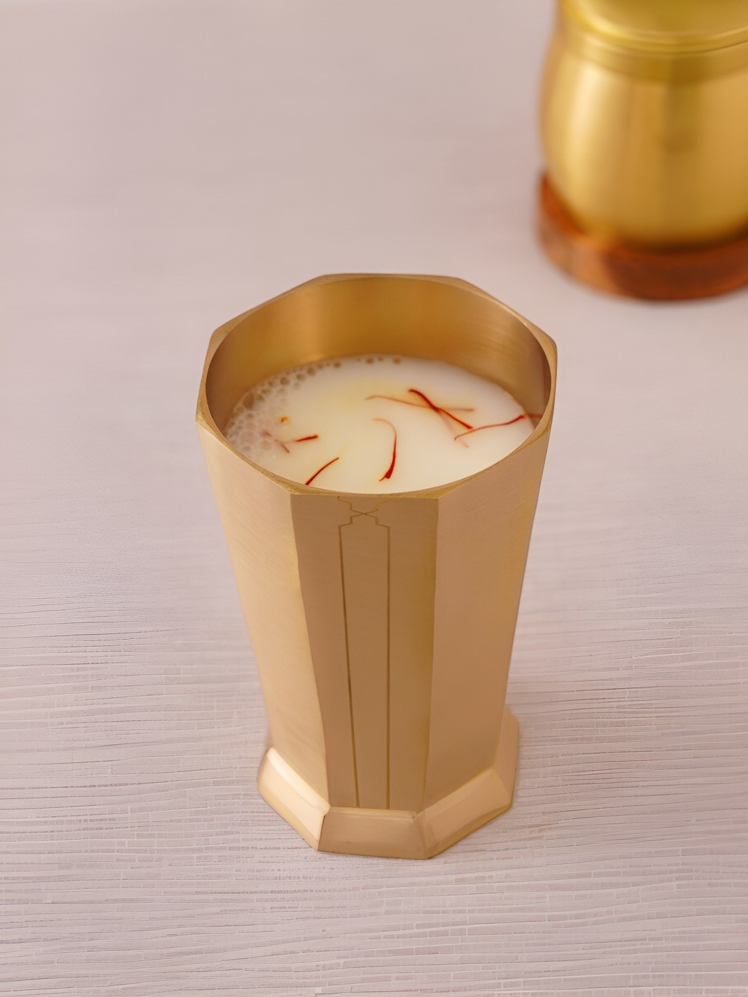 JAYPORE Gold Toned Striped Water Glass