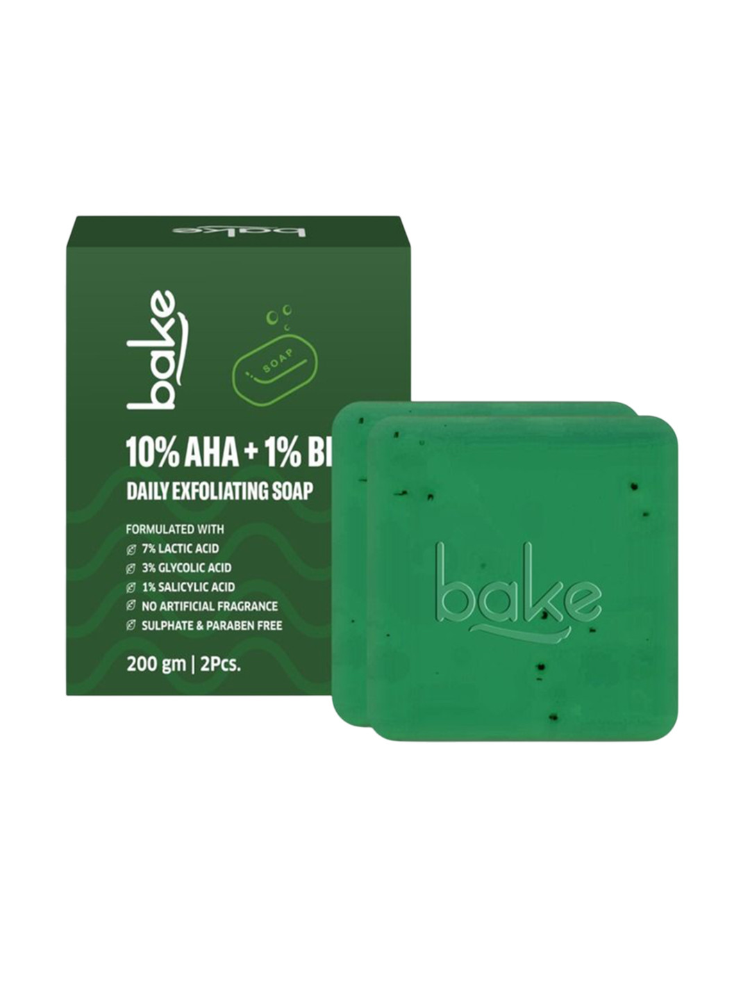 BAKE Set Of 2 10% AHA + 1% BHA Scrub Treatment Soap- 100 g Each
