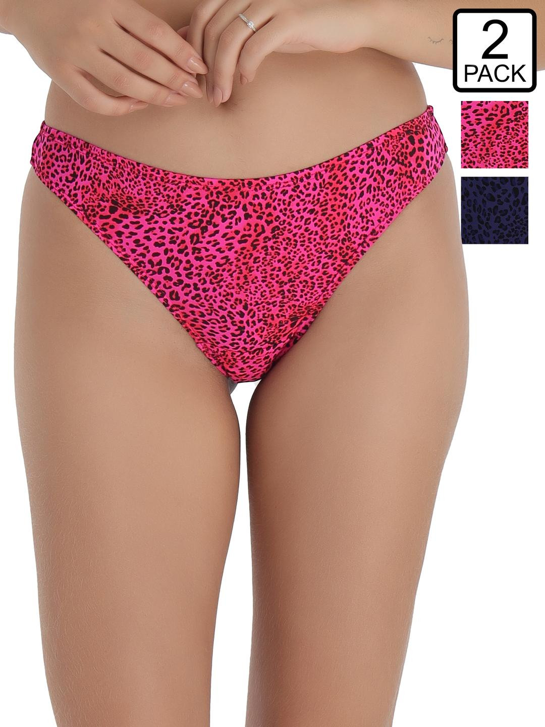 SELFCARE Women Pack of 2 Printed Mid Rise Super Soft Nylon Lycra Bikini Panties - SN3773