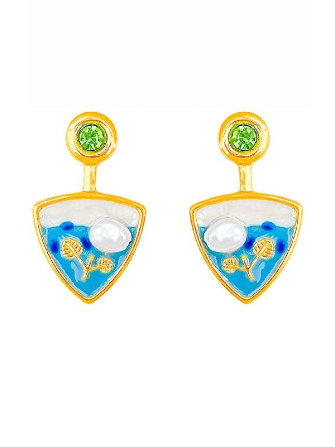 AKISON JEWELS Triangular Drop Earrings With Pearls