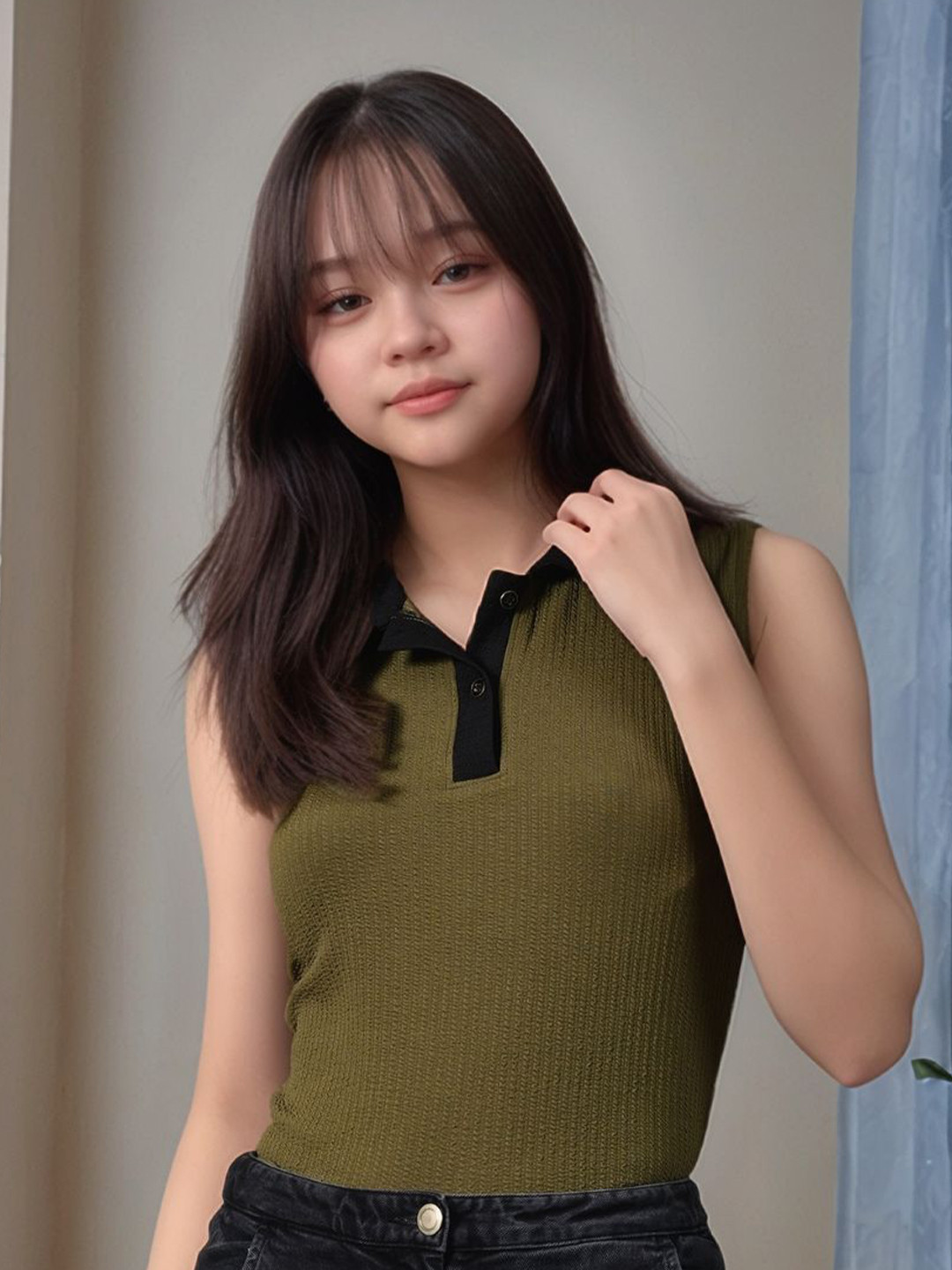 Myshka Girls Colourblocked Ribbed Shirt Collar Top