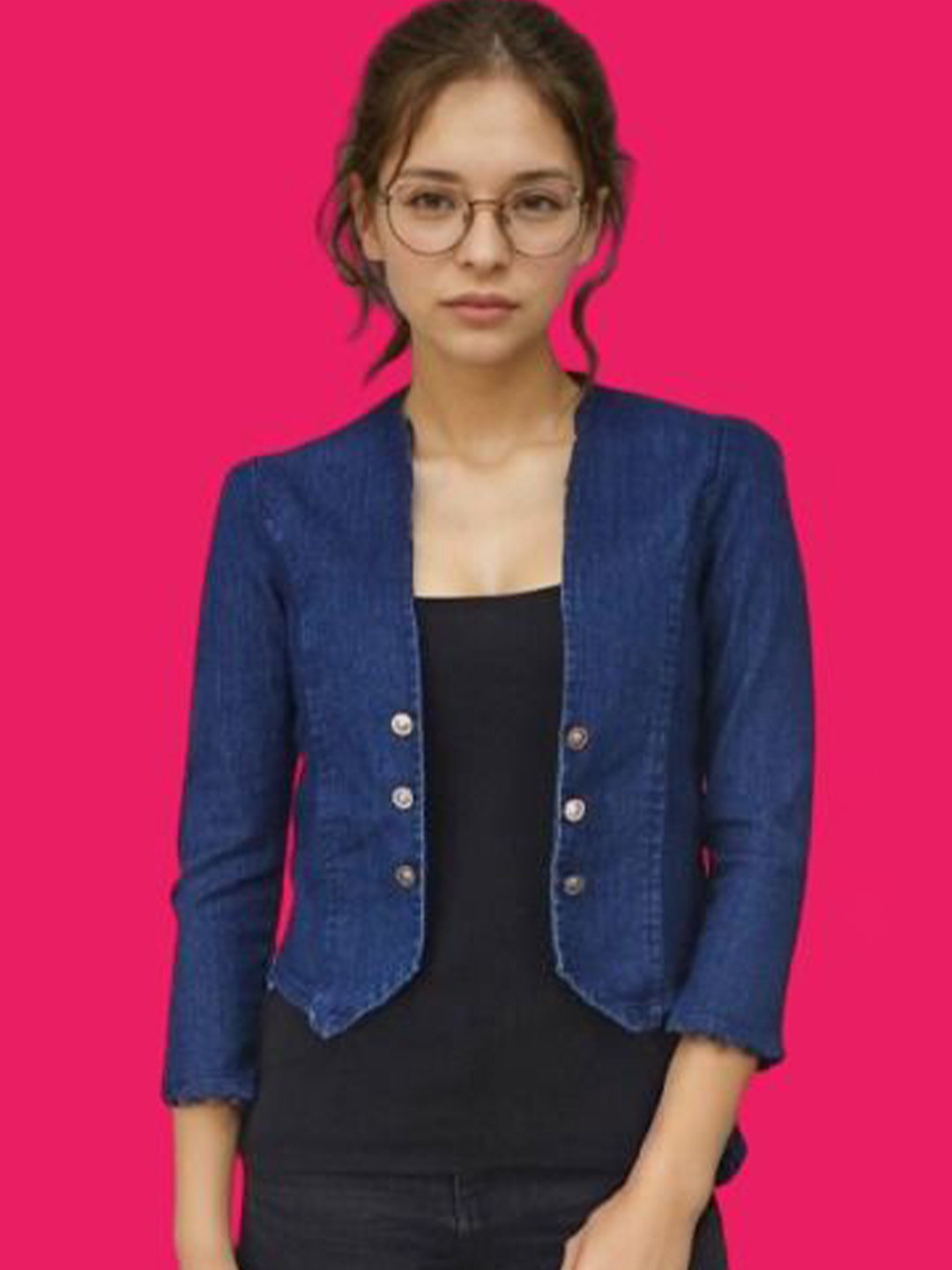 OOTPTAANG Crop Button Cotton Shrug