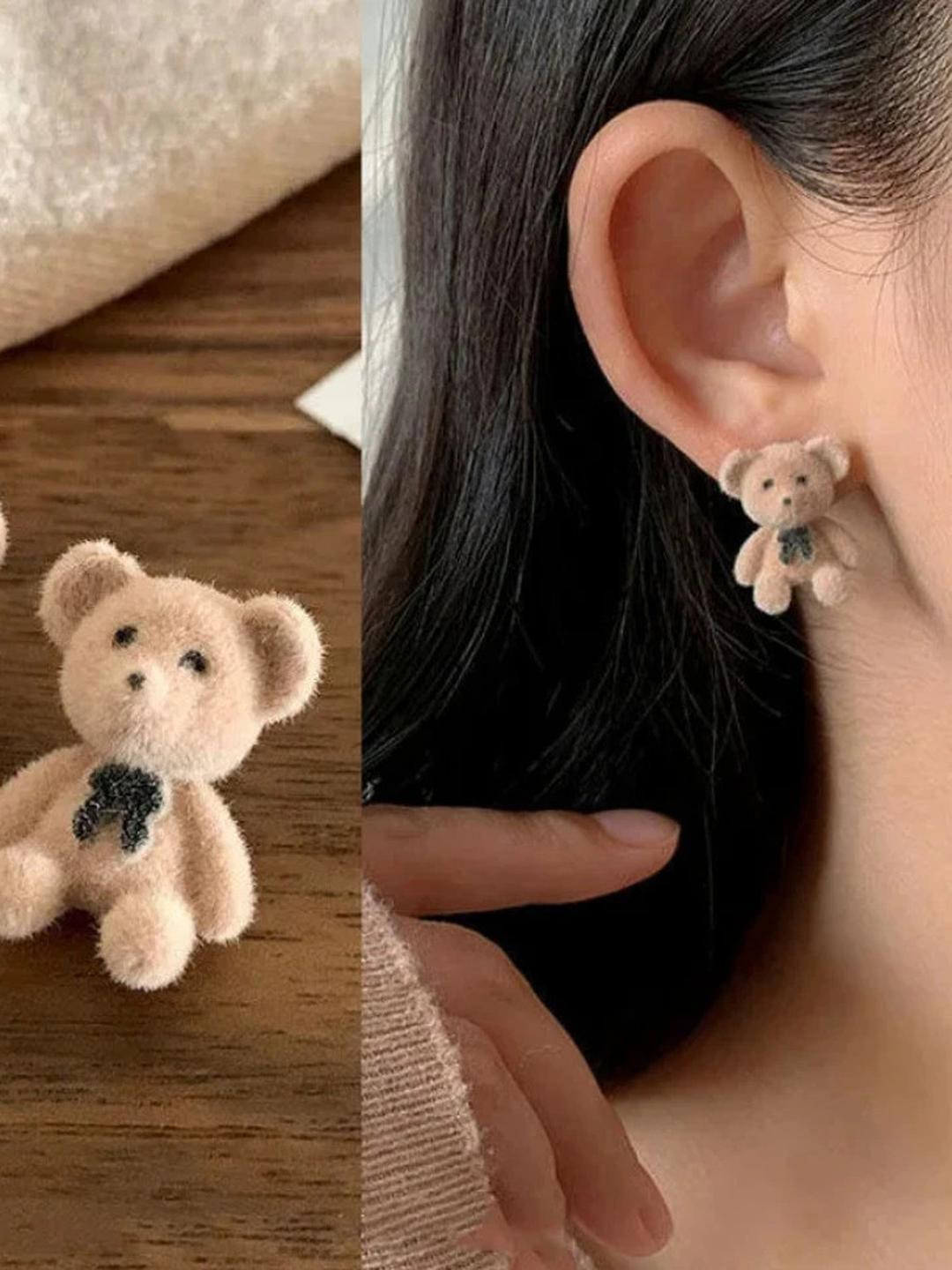 AKISON JEWELS Teady Bear Shaped Earrings