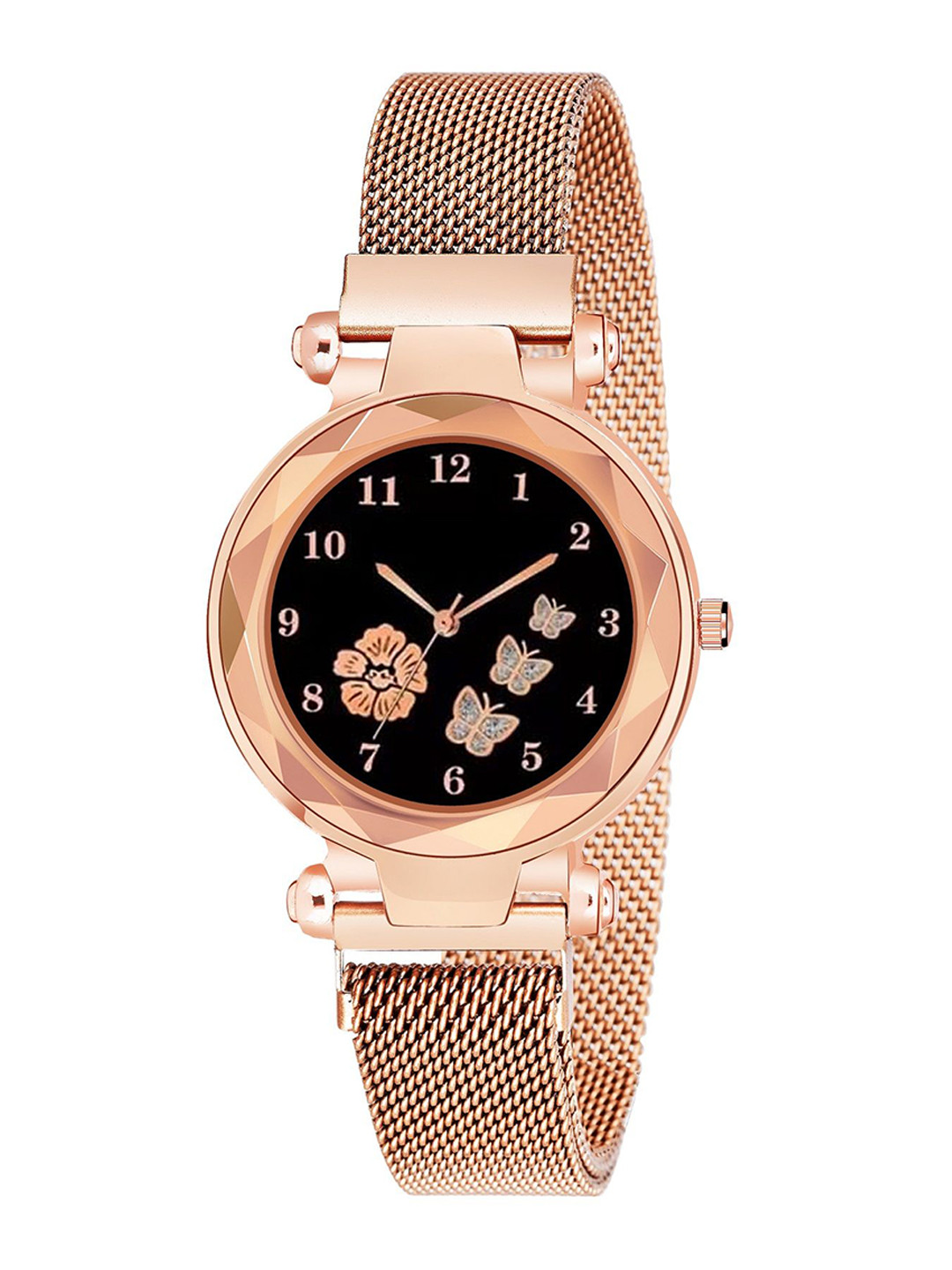 CERO Unisex Embellished Dial & Stainless Steel Straps Analogue Watch FBF-Magnet-Gold