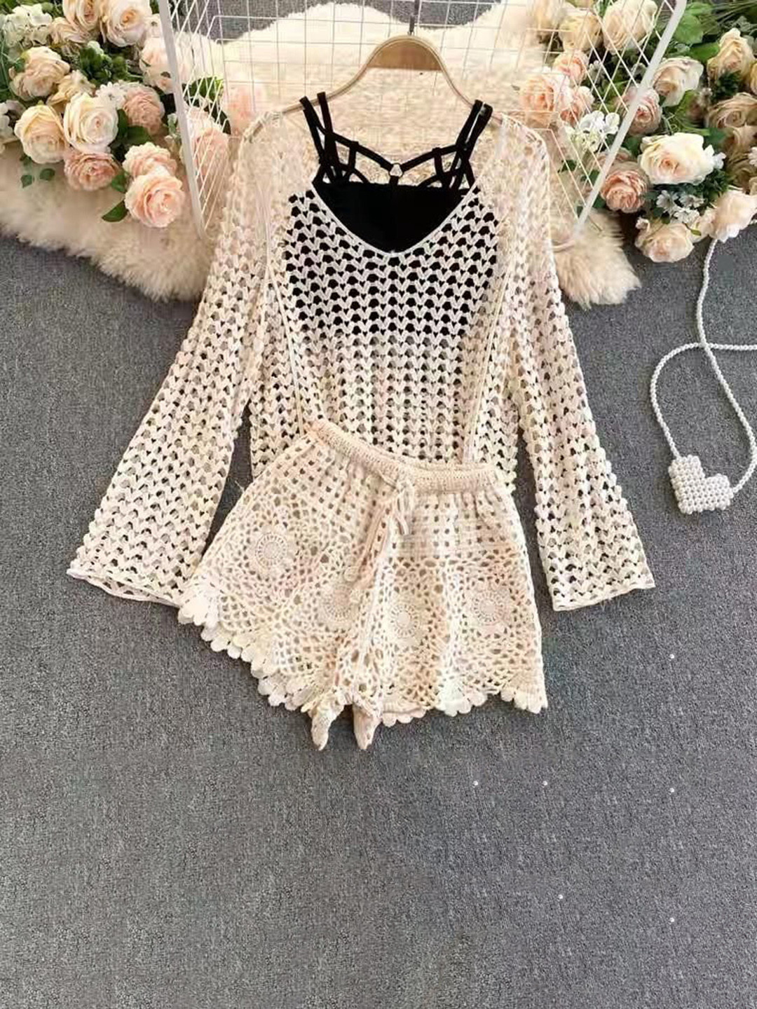 Miss Mosa By Akanksha  Lebanon Crochet Sheer 3 Pc Set - ResortWear