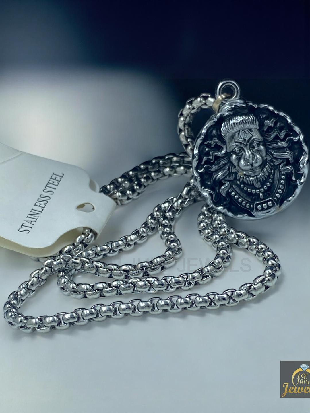 19TH JULY JEWELS Unisex Hanuman Silver-Plated Necklace Chain