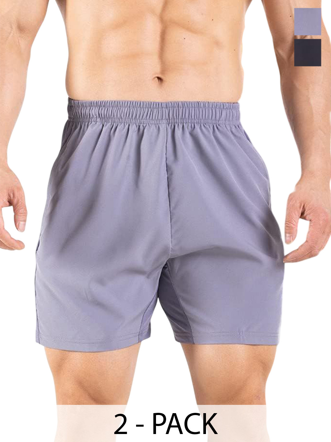 U360 Pack Of 2 Breathable Boxers - U360_Shorts_Combo_A_Litegrey&Black_S