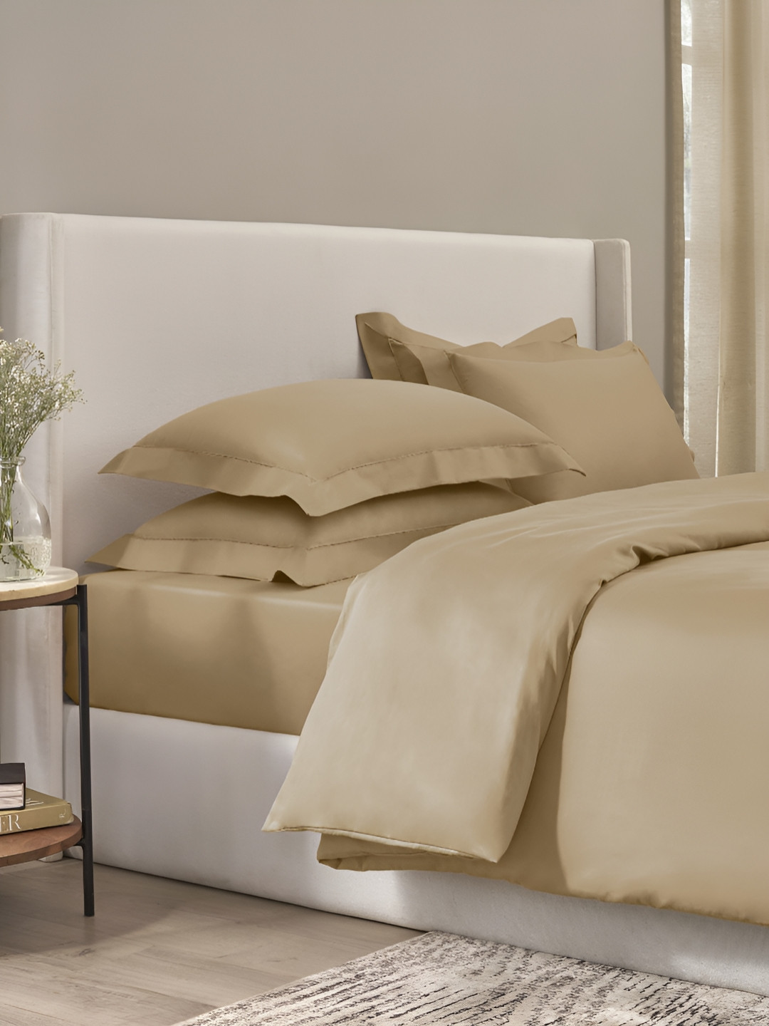 SANSAAR A DDECOR BRAND LIVE CONSCIOUSLY Beige King Size Duvet Cover - 2.28m x 2.74m