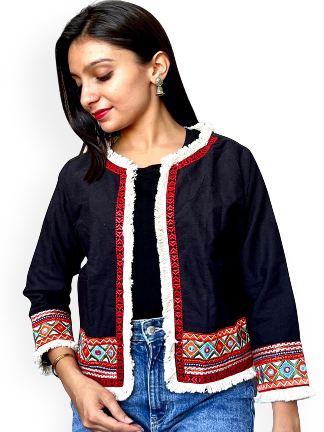 Prijam Women Ethnic Embroidered Cotton Jacket