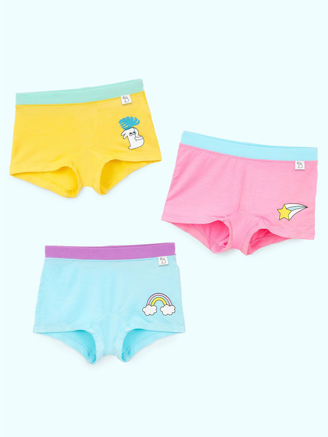 SuperBottoms Girls 3-Pcs Antimicrobial Boy Shorts Briefs UND-G-BS-NL-UP-UR-4-6Y-3P
