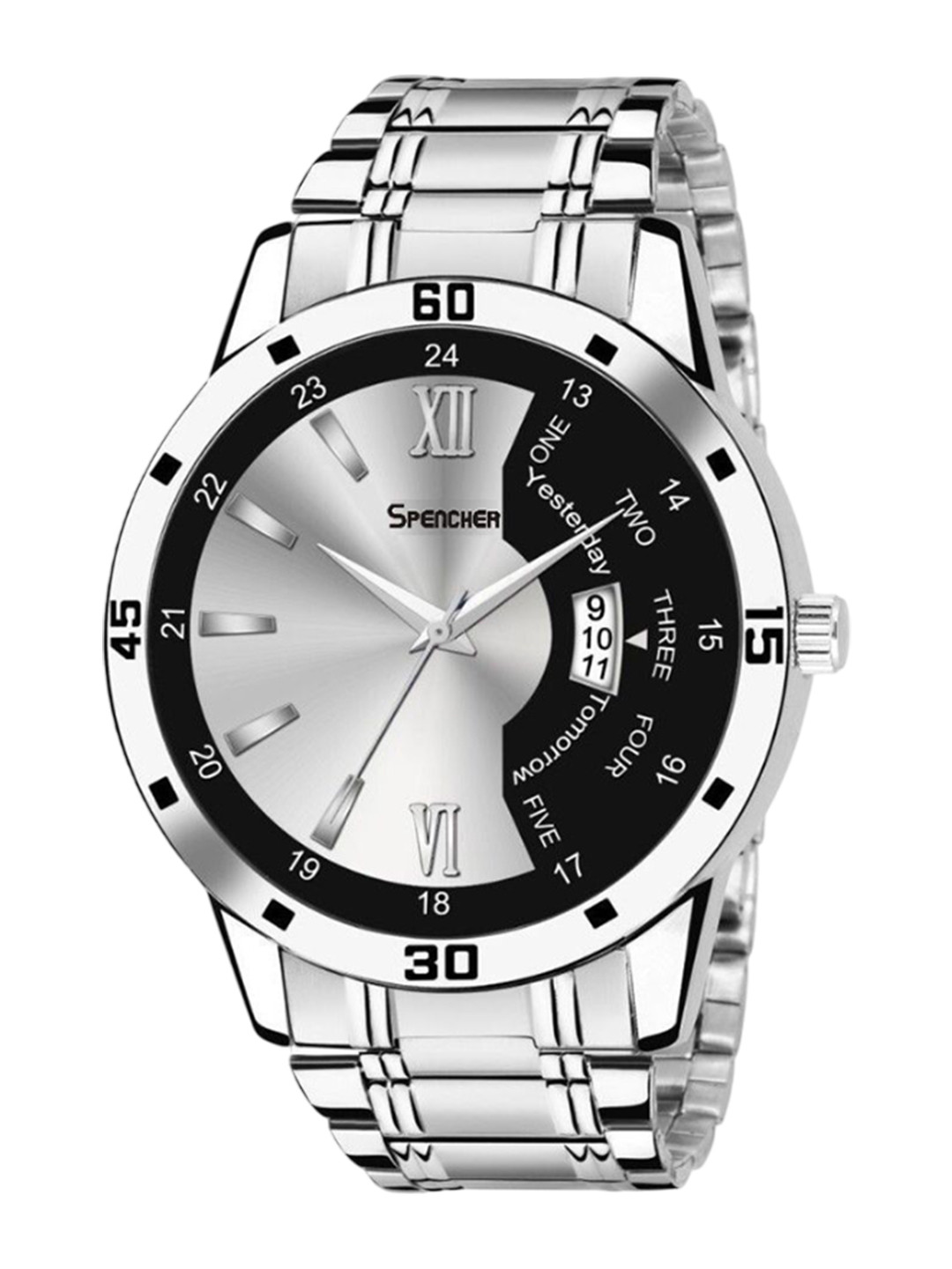 SPENCHER Men Brass Dial & Stainless Steel Analogue Multi Function Watch SW Black