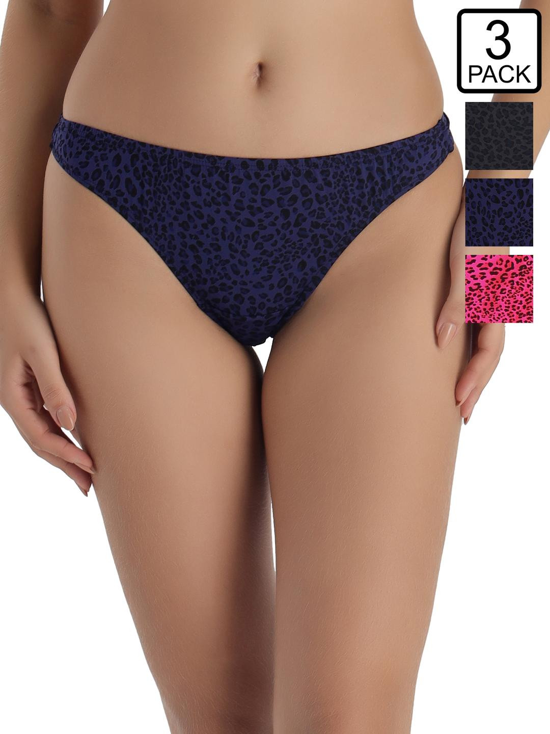 Selfcare Womens Mid Rise Super Soft Nylon Lycra Printed Briefs - Pack Of 3