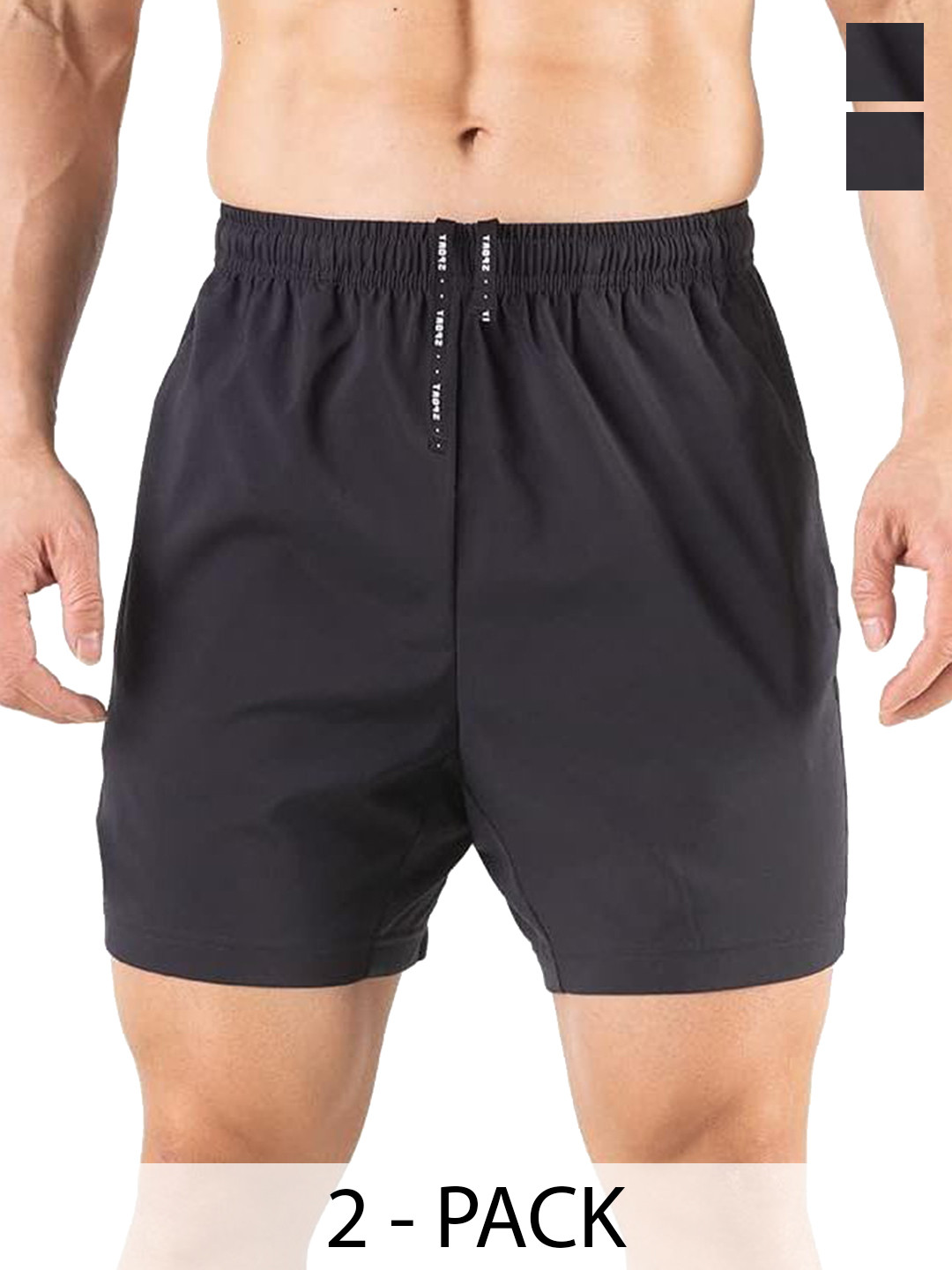 U360 Pack Of 2 Mid-Rise Boxer Shorts U360_Shorts_Combo_A_Black&Black_S