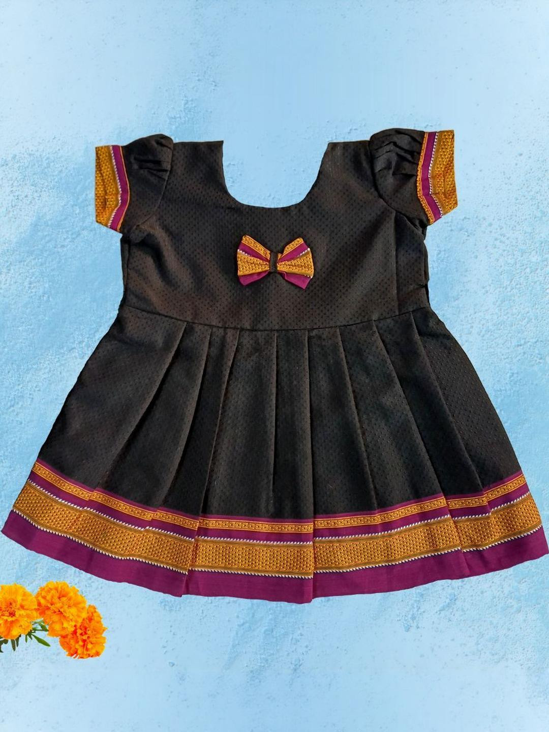 Mom and Me Girls Box Pleated Puff Sleeve Fit & Flare Dress