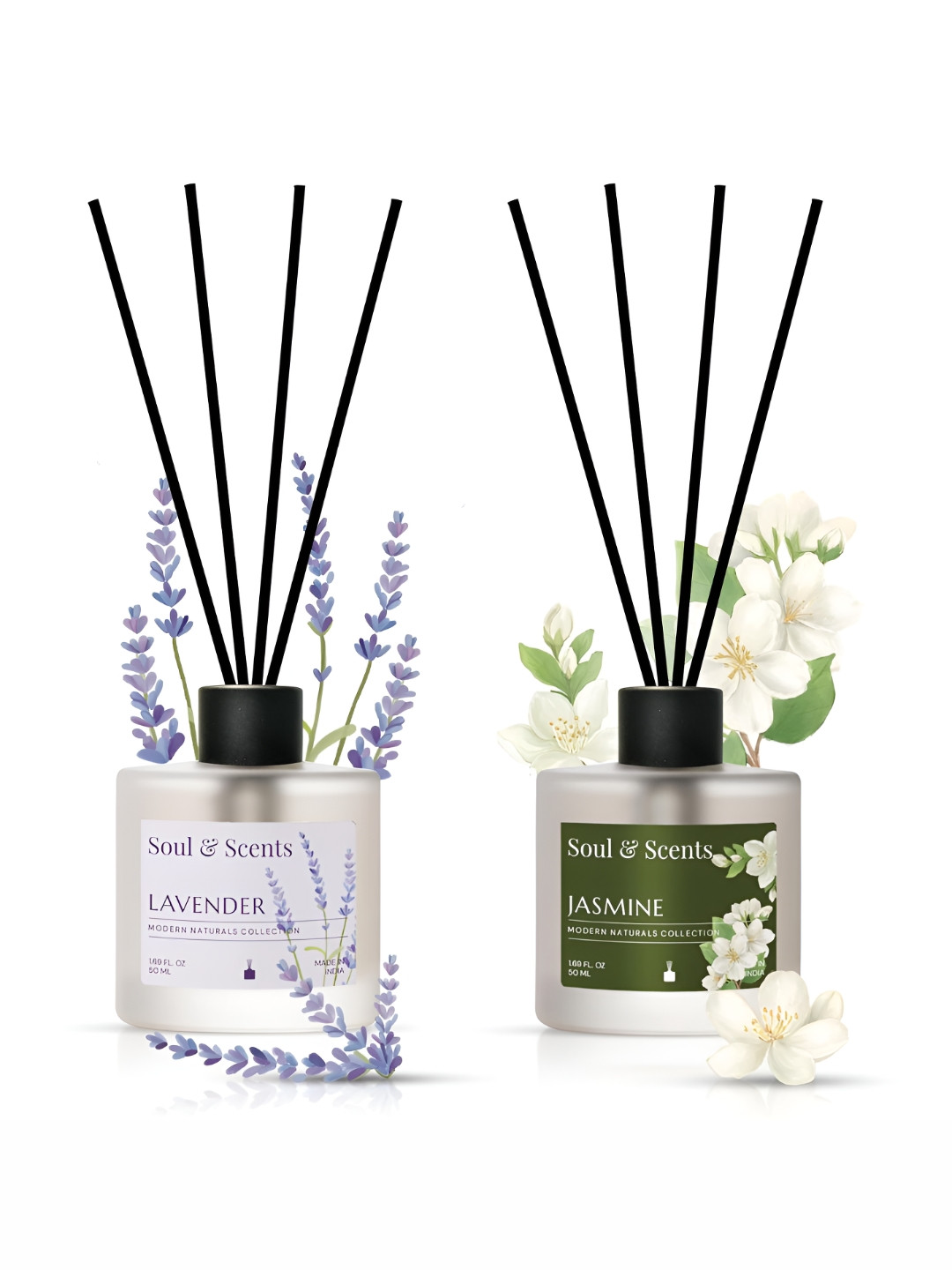 Soul & Scents Pack Of 2 Lavender and Jasmine Reed Diffuser -50 ml