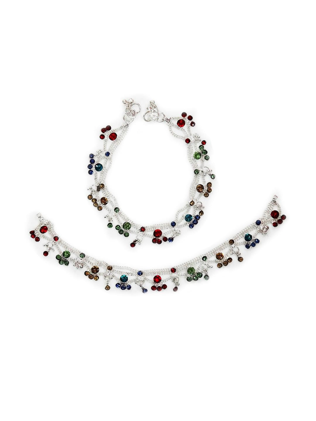 CHARMS Pair of 1 Artificial Stones and Beads Studded Anklet